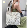 Printed Premium Quality Canvas Tote Bag, Cat Printed Tote Bag With Zipper (CP-01).