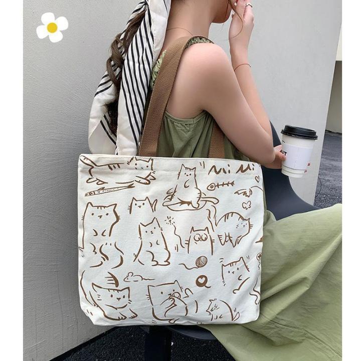 Printed%20Premium%20Quality%20Canvas%20Tote%20Bag,%20Cat%20Printed%20Tote%20Bag%20With%20Zipper%20(CP-01)%20-%20Image%205