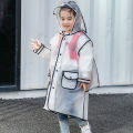 Fashion Children Transparent Eva Plastic Girls Boys Raincoat Travel Waterproof Rainwear Kids Can Hold Backpack Rain Coat.