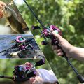 Sougayilang Fishing Rods and Reels 5 Section Carbon Rod Baitcasting Reel Travel Fishing Rod Set with Full Kits Carrier Bag. 