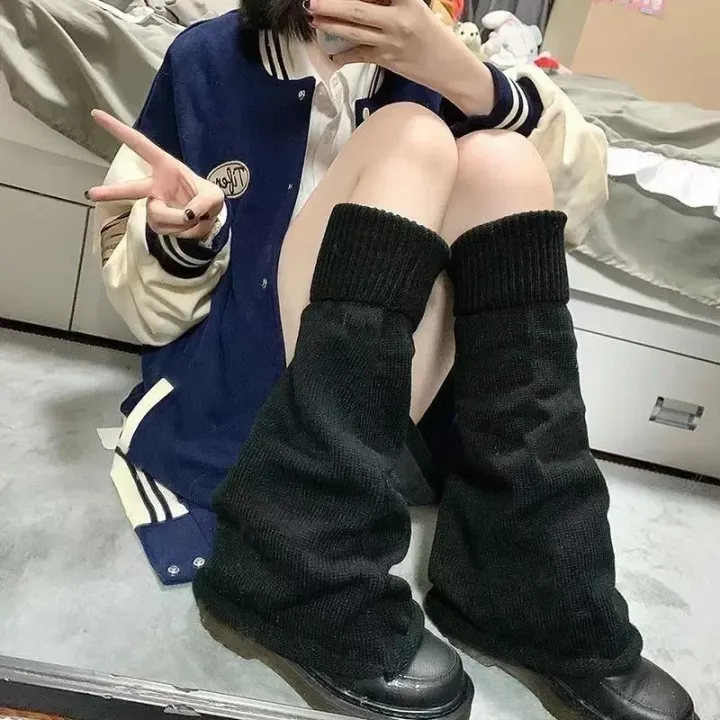 Trumpet%20Leg%20Warmers%20Cute%20Knitted%20Long%20Foot%20Cover%20Fashion%20JK%20Lolita%20Socks%20Solid%20White%20Black%20Colors%20Kawaii%20Autumn%20Winter%20Legwarmer%20-%20Image%204