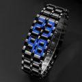 Fashion Black Full Metal Digital Lava Wrist Watch Men Blue LED Display Mens Watches Gifts for Male Boy Sport Creative Clock. 