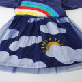 2-7T Rainbow Girls Dresses  Long Sleeve Cloud New Year Gifts Children's Autumn Spring Kids Clothes Birthday Toddler Kids Frocks. 