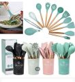 12pcs Silicon Spoon Set with holder cooking set. 