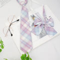 A Set of Two Handmade Jk Ties + Bow Ties, Available in Various Styles, Versatile College-Style Jk Plaid Women's Bow Ties and Ties, There Is Always One That Can Meet Your Needs.