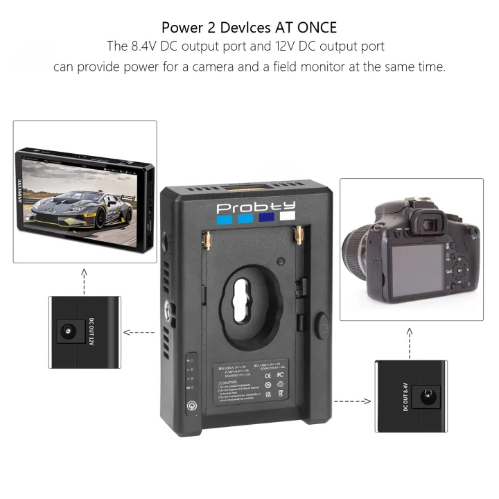 NP-F%20Battery%20Charger%20Battery%20Adapter%20Plate%20with%20DC12V%20DC8V%20USB-A%20Output%20Cold%20Shoe%20Adapter%201/4%20Inch%20Screw%20Hole%20-%20Image%205