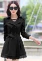 Button With Lace Attached Fleece Coat With Long Fleece Belt (mina). 
