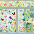 8 Sheets Spring Cartoon Butterfly Tulip Floral Party Decorations Window Static Stickers DIY Glass Clings Party Backdrops Decals. 