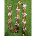 Pack of 10 White Brown Crystal Tassel Bead Mirror Curtains for Doors. 