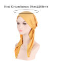 Solid Color Muslim Fashion Hijabs Turban Bonnet Long Tail Head Wraps Elastic Hijab Hats Breathable Chemo Cap For Women Girls. 
