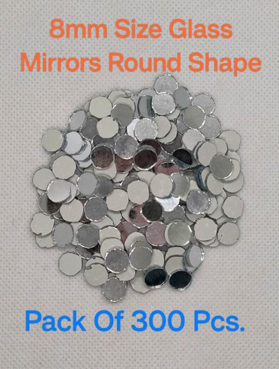 300 Pcs 8mm Size Small Embroidery Mirror Round Shape Mirror High Quality Mirror for Arts and Crafts