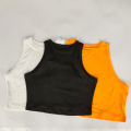 Yoga Vest Women Gym Sports Black White Crop Tops Seamless Streetwear Knit Workout BreathableTank Top Female Without Pads. 