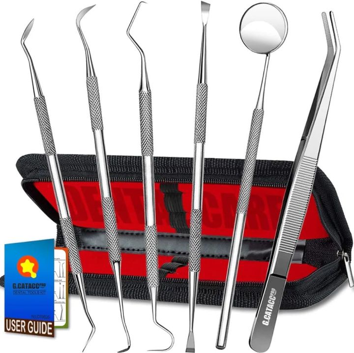6 pack Plaque Remover for Teeth, Professional Dental Hygiene Cleaning Kit, Stainless Steel Tooth Scraper Plaque Tartar Cleaner, Dental Pick Scaler Oral Care Tools Set -