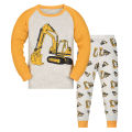 【Through 1615 flame】Little boy excavator pajamas set, long sleeved pants, suitable for 2-9 years old boys family wear. 