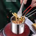 304 Stainless Steel Deep Fryer with Frying Basket Multifunction Small Pot Kitchen Specific Frying Chicken and Other Cooking Tool. 