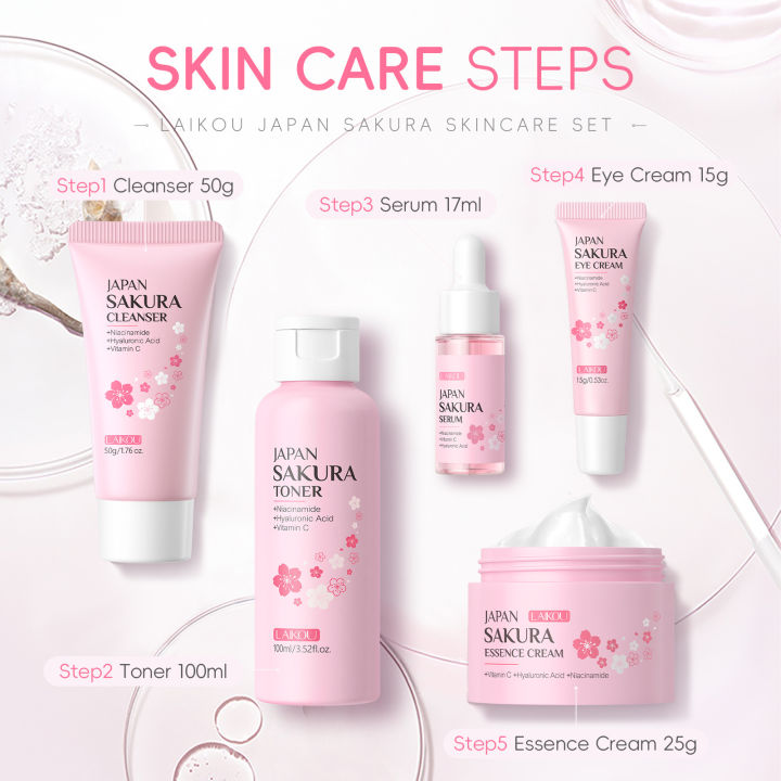 LAIKOU%20Sakura%20Kit%20Skin%20Care%20Sets%20Moisturizing%20and%20Reducing%20Fine%20Lines%20Cleansing%20Pore%20Product%205-Piece%20Korean%20Women's%20Day%20%20-%20Image%205