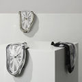 Vintage Silver Twisted Melting Clock Creative Melting Right-angle Silent Clock Decoration Home Office. 