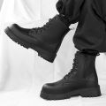 Couple's casual boots four season men's and women's high top leather boots fashion thick soled non slip plus size outdoor boots. 