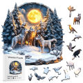 3D Wooden Puzzle: Enchanted Wolf Forest - Premium Craft & Fun A  for Your Lover, Home Decoration Craft Pendant. 