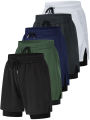 2-in-1 Men's Performance Running Shorts - Moisture-Wicking, Compression Support With Secure Zipper Pocket For Gym & Training.