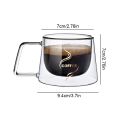 200ml Double Wall Glass Coffee Mug Transparent Heat-resistant Espresso Cup with Handle Latte Cappuccino Breakfast Tea Water Cup. 