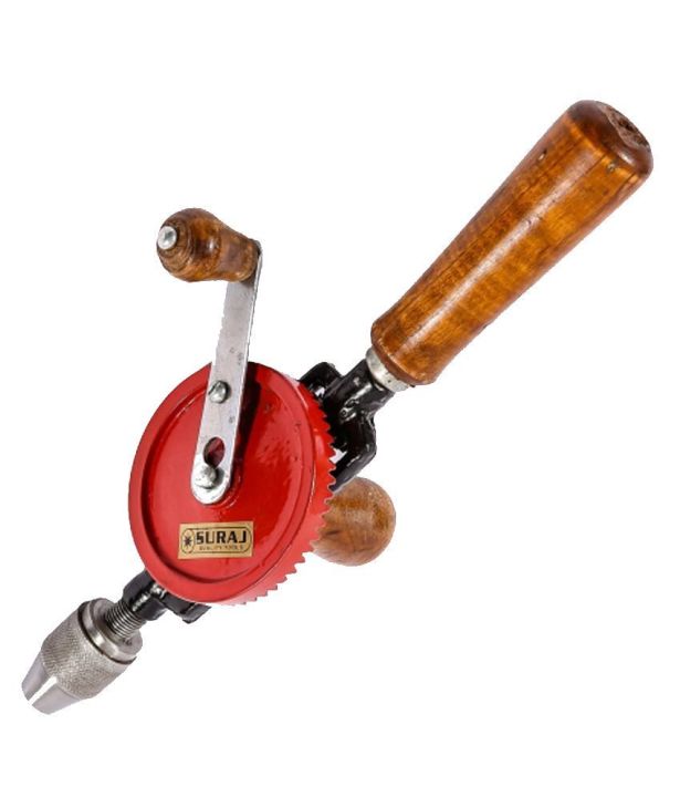 Manual Hand Drill Machine 1/4-inch Capacity with 2 Pieces HSS Drill Set for Soft Metal, Wood, Plastic, etc