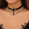 PuRui Punk Black Cotton Rope Choker for Women Link Chain Tassel Crystal Beads Charm Necklace Gothic Jewelry 2024 New Party Girls.