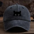 Cute cat print adjustable baseball cap for men and women, casual wear for outdoor travel, sun shading duckbill cap.