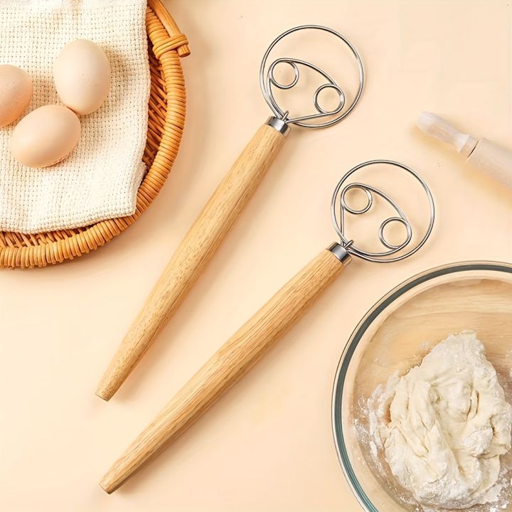 Large Hand Danish Dough Whisk Bread Mixer Stainless Steel Cake Pastry Dough Mixer Stick Egg Beater Kitchen Baking Blender Tools