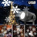 USB Powered Snowflake Projector Light White Snow Pattern Rotating LED Stage Lamp for Holiday Party Christmas Decor New Year .
