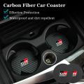 2Pcs Car Carbon Leather Water Cup Pad Anti-noise Coaster For Toyota GR Corolla Yaris Aygo Prius CHR Camry Auris Avensis Cruiser.