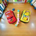 Car Shape Bag For Kids With Building Blocks. 