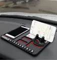 Car Dashboard Anti Slip Phone Mat with 360 Degrees Rotating Phone Holder Non-Slip Multifunctional 6 in 1 Anti-Skid Phone Mat with Parking Numbers for Coins Keys Cell Phones. 