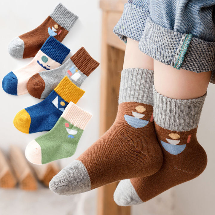 5Pairs/Lot%20Cute%20Stripe%20Cartoon%20Kids%20Socks%20Knit%20Warm%20Girls%20Boys%20Children%20Sock%20Baby%20Flower%20Floral%20Short%20Socken%20For%201-9Years%20-%20Image%205