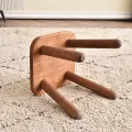 1pc All Solid Wood Shoe Changing Stool, Small Walnut Color Stool For Living Room, Entrance, Bathroom, Bedroom, Kitchen. 