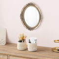 LMETJMA Macrame Makeup Organizer Boho Wicker Pencil Holder Makeup Brush Holder Organizer Comb Brushes Mini Storage Basket.