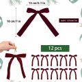 12pcs Burgundy Velvet Bows for Christmas Tree Decorations Wreath Garland Velvet Bows with Twist Tie. 