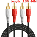 2RCA Male to 2RCA Male Stereo Audio Subwoofer Cable Dual Shielded RCA Cord for Home Theater HDTV, Amplifier,. 
