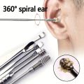 Stainless Steel Ear Scoop 6-piece Set Portable Keychain Spiral Ear Scoop Ear Pick Ear Picking Tool Set. 