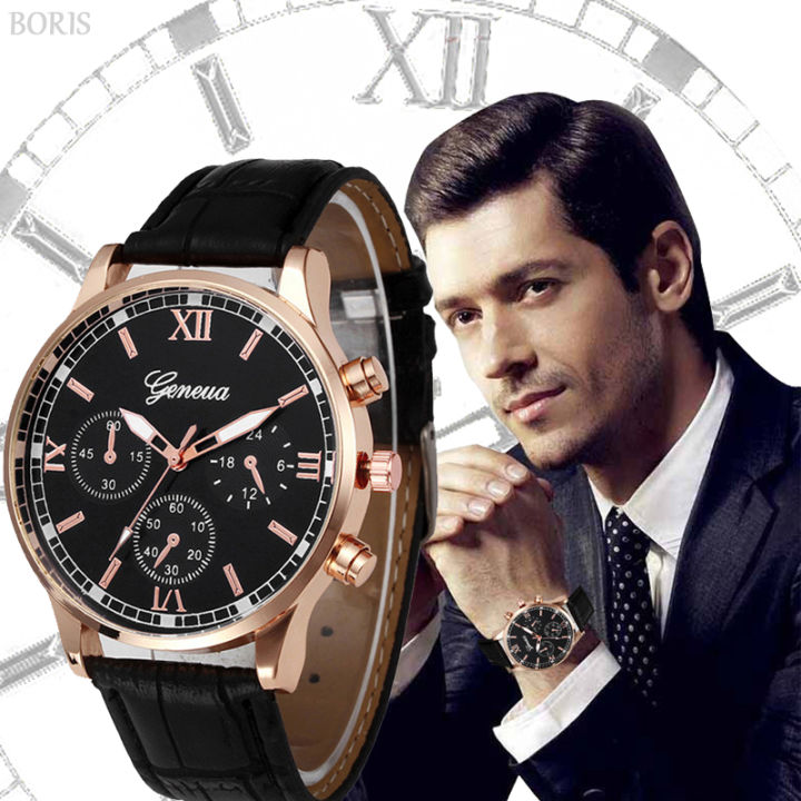 Men Business Watch Stylish Casual Men Classical Big Dial Leather