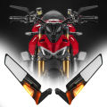Motorcycle Side View Mirror with Turn Signal for Ducati Streetfighter V2 V4 V4S 848 Wind Wing Stealth Winglets Rearview Mirrors.