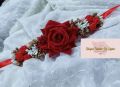 Rose Gajra with Gold Accent - High Quality, Long-Lasting Floral Hair Accessory for Bridal and Special Occasions.