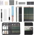 Professional Art Set, 42 PCS Drawing and Sketching Set- Drawing, Sketching and Charcoal Pencils. Kneaded Eraser Included. Art Kit for Beginners, Teens and Adults. 