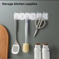 6pcs Cuttable Hook Set - Self-Adhesive Key, Necklace, Towel, and Bath Ball Hanger, Waterproof & Space-Saving Storage Rack.