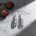 Fashion Spiral Blue Opal Earrings for Women,Opal Stone White K Plated Dangle Drop Earrings,Elegant Minimalist Wedding Gift for. 