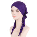 Solid Color Muslim Fashion Hijabs Turban Bonnet Long Tail Head Wraps Elastic Hijab Hats Breathable Chemo Cap For Women Girls. 