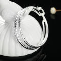 Charms fine 925 Sterling Silver 5CM circle hoop Earrings for Women fashion Pretty wedding party Jewelry Holiday . 