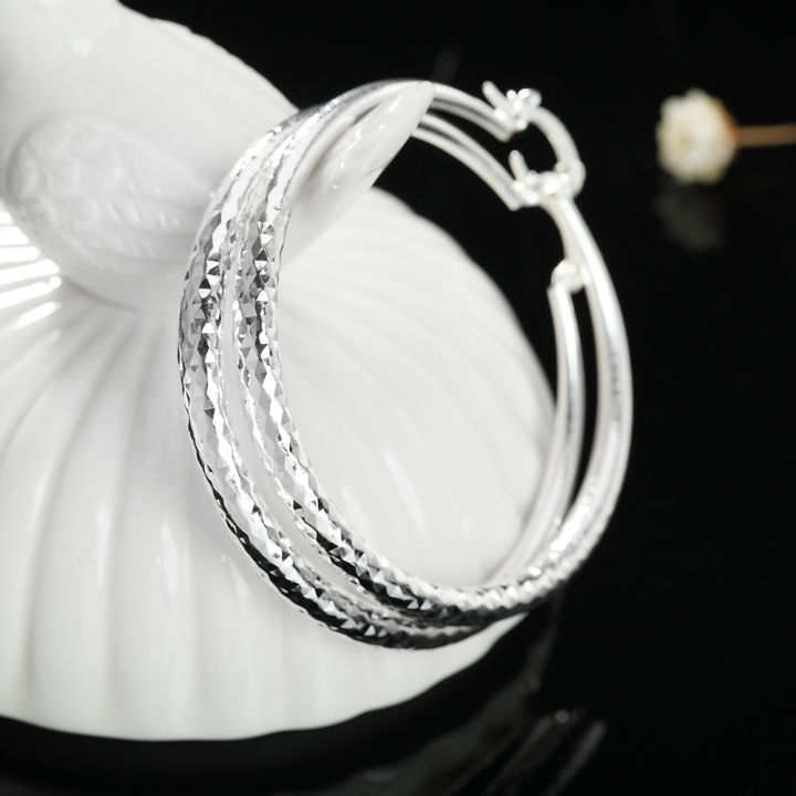 Charms%20fine%20925%20Sterling%20Silver%205CM%20circle%20hoop%20Earrings%20for%20Women%20fashion%20Pretty%20wedding%20party%20Jewelry%20Holiday%20%20-%20Image%203