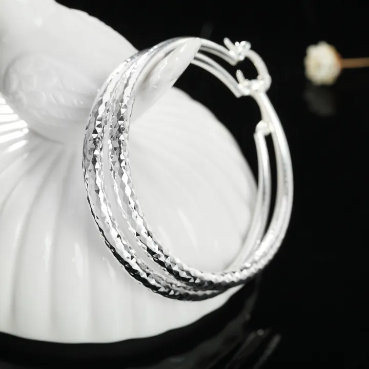 Charms%20fine%20925%20Sterling%20Silver%205CM%20circle%20hoop%20Earrings%20for%20Women%20fashion%20Pretty%20wedding%20party%20Jewelry%20Holiday%20%20-%20Image%203