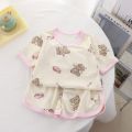 Children Clothing Set Boys and Girls' Clothes Summer Ice Silk Short Sleeved Baby 2Pcs Sets Toddler Loungewear Soft Pajamas 1-7Y. 
